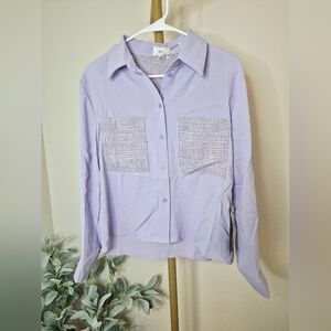 HAVE Lilac Button-Up Shirt with Textured Front Pockets